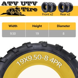 EcoExplorer 19x9.5-8 ATV Tires (Pack of 2, Tubeless) - 4-Ply Durable AII-Surface Tire for Sport ATV/UTV & Go Karts, Superior Traction, Smooth Ride, Ideal for Off-Road, Trail, Rock Desert Adventures