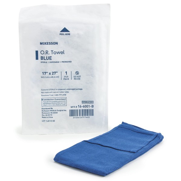 McKesson O.R. Towels, Disposable - Cotton, Plain Weave, Pre-Washed, Single-Use,