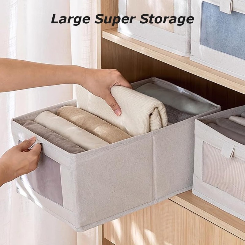 6 Pack Linen Storage Bins, Foldable Storage Boxes, Portable Wardrobe