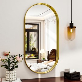WISSMIELS 22"x38" Oval Bathroom Mirror, Wall-Mounted Vanity Mirror with Aluminum Frame – Perfect Over-Sink Mirror for Bedroom, Entryway, or Bathroom Decor