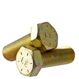 1/2"-13 x 1 1/2" Hex Bolts, Grade 8, Coarse Threads, Yellow Zinc-Plated Finish Bake Cr+6, Fully Threaded, 10 Pack