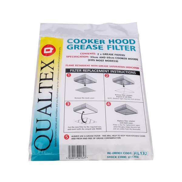 Qualtex Cooker Hood/Extractor Grease Filter (Twin Pack)