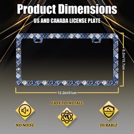 Flower License Plate Frame Roses Floral Meadow Flowers License Plate Holder Stainless Steel Auto Parts Colorful License Plate Decoration for Women Size 12.2" x 6.2" with Screws