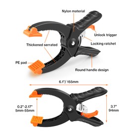 Spring Clamps for Woodworking, Lytool 4Pcs 6 Inch Quick-Release Ratcheting Wood Clamps, Heavy Duty Backdrop Clips for Crafts, Backdrop Stand, Woodworking, Photography Studios