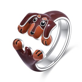 Dachshund Dog Ring Sterling Silver Cute Dachshund Dog Ring Gifts for Women