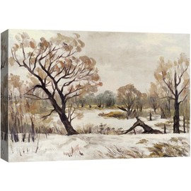 SIGNFORD Canvas Print Wall Art Winter Landscape Snowy Forest with Bare Trees and Gentle Light Nature Wilderness Photography Realism Decorative Landscape for Living Room, Bedroom, Office - 12"x18"