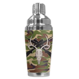 Mugzie "Skull & Rifles" Cocktail Shaker with Insulated Wetsuit Cover, 16 oz, Black