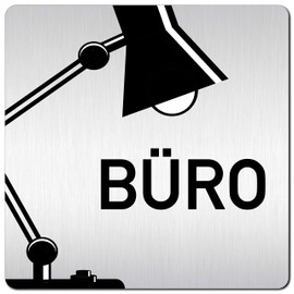 Türschilder24 XXL Door Sign (B) 125 x 125 x 1.5 mm Office + Lamp 001 1.5 mm Aluminium Solid Material 100% Made in Germany