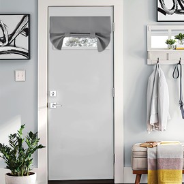 NICETOWN Blackout Door Curtains for Small Window French Door Shades for Classroom Living Room Thermal Insulated Kitchen Tie Up Valances for Home Decor, 26" W x 18" L, 1 Panel, Silver Grey
