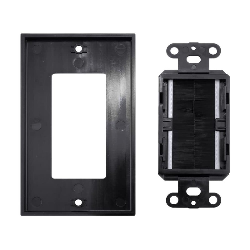 Construct Pro Single-Gang Décor Brush Plate (Black Plate w/Black Brush)