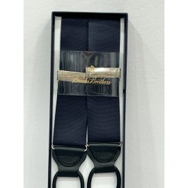 Brooks Brothers NEW Brooks Brothers Men's Black & Silver Tone Button-End Suspenders Leather Trim