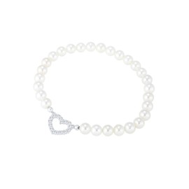 Elli Women's 925 Sterling Silver Zirconia Heart Love Friendship Love Token White Bracelet of Length 16 cm