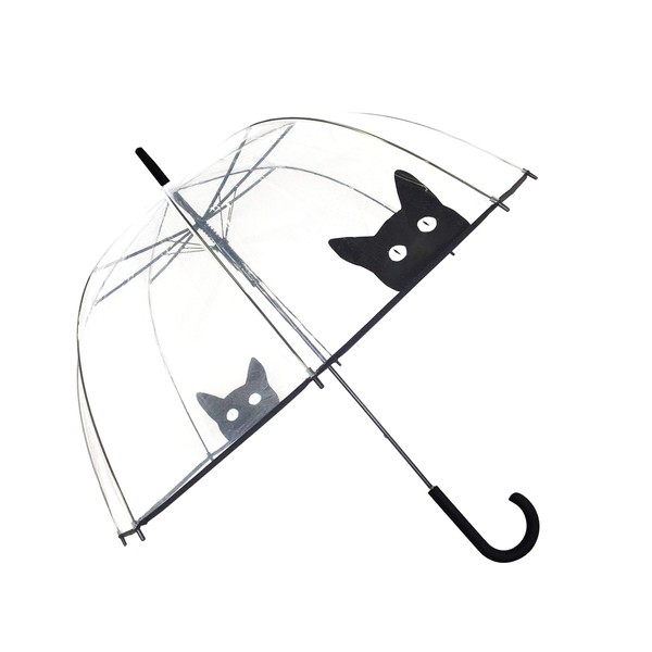 SMARTBULLE Long Transparent Umbrella - Birdcage shape; Solid; Automatic opening; Diameter=85cm; Women's umbrella; CAT pattern; Dome shape umbrella
