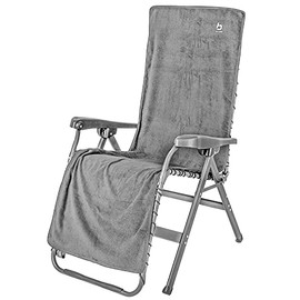 Bo-Camp Terry Cloth Seat Cushion High-Backed Chair Cushion Cover Garden Camping Folding Chair Grey