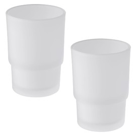 Glass Tumbler Cap 2 Pack, Aomasi Frosted Bathroom Rinsing and Mouthwash Cup, Toothbrush & Toothpaste Holder & Drinking for Glassware
