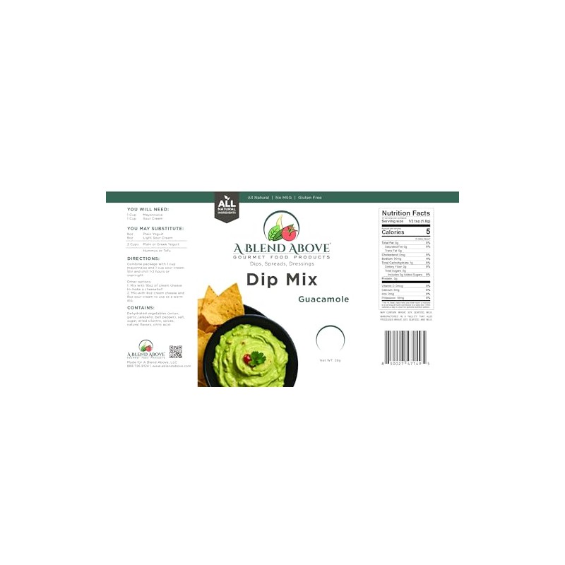 A Blend Above Guacamole Dip Mix Mixed Seasonings Packet, 1