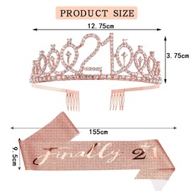 21st Birthday Crown and Sash, 21st Birthday Decorations for Girl 21 Years Old Girl Birthday Gifts 21st It's My 21st Birthday Happy 21st Birthday Party Favor Supplies