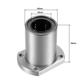 sourcing map Linear Ball Bearings LMH25UU with Two Side Cut Flanges 25mm Bore Diameter 40mm Outer Diameter 59mm Length Pack of 2