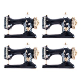 PartyKindom 4Pcs Vintage Sewing Machine Brooches Badge with Rhinestone Decor Fun Party Pins