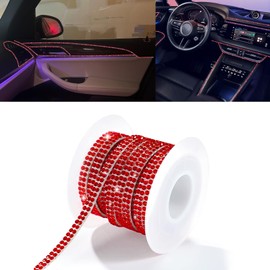 x xotic tech Bling Car Trim Self Adhesive, 16.4 Ft Rhinestone Car Interior Exterior Decoration, DIY Auto Dashboard/Door Line Molding Sticker Strips Bling Accessories for Women, Girls (Red)