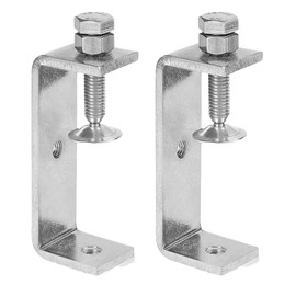 Loopunk 2 Piece Set of 2 Stainless Steel Clamp, Fixed Clamp Clip, Tiger Clamp, Rectangular Steel Pipe Clamp, C-type Fixing Clamp, For Woodworking Clamps, Welding Work, Rustproof, Durable, Clamp Clip,
