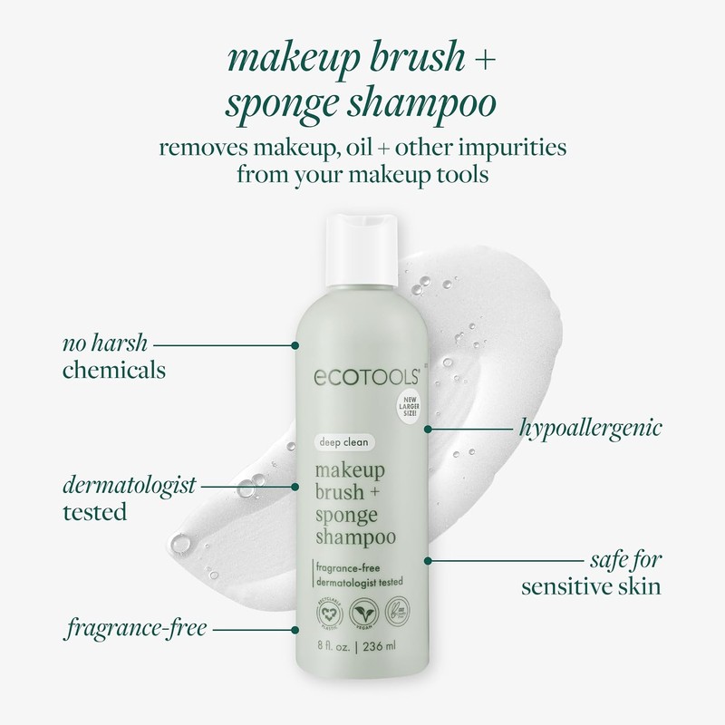 EcoTools - Shampoo Limpiador para Brochas y Esponjas de Maquillaje,