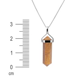 Franki Baker Sterling Silver & Natural Yellow Jasper Gemstone Double Point Pendant Necklace Chain Length: 50cm