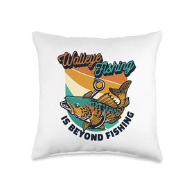 Best Walleye Fishing Gear Gifts For Beginners Kit Beyond Lures Walleye Fishing Throw Pillow, 16x16, Multicolor