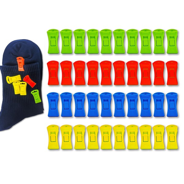 Pack of 40 Sock Clips for Washing Machine and Dryer,