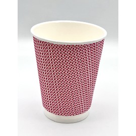 HOT BARGAINS, 100 x 12oz / 360ml Disposable Coffee Cups Leak Proof Triple Layered Recyclable Paper Cups for Hot and Cold Drinks Takeaway Cups - 100 X 12oz Cups Only (RED & White)