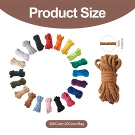 Beadthoven 20 Colors Macrame Cord 5mm Round Braid Pigtail Cotton String Rope for Wall Hanging Planters Hangers Knitting Macrame Home DIY Crafting Decoration