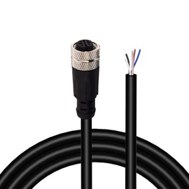 M12 Female 5 Pin Aviation Socket Electrical Cable,Lonlonty M12 Aviation Sensor Cable 6.5Ft/2M (5-Pin,Straight,Female)
