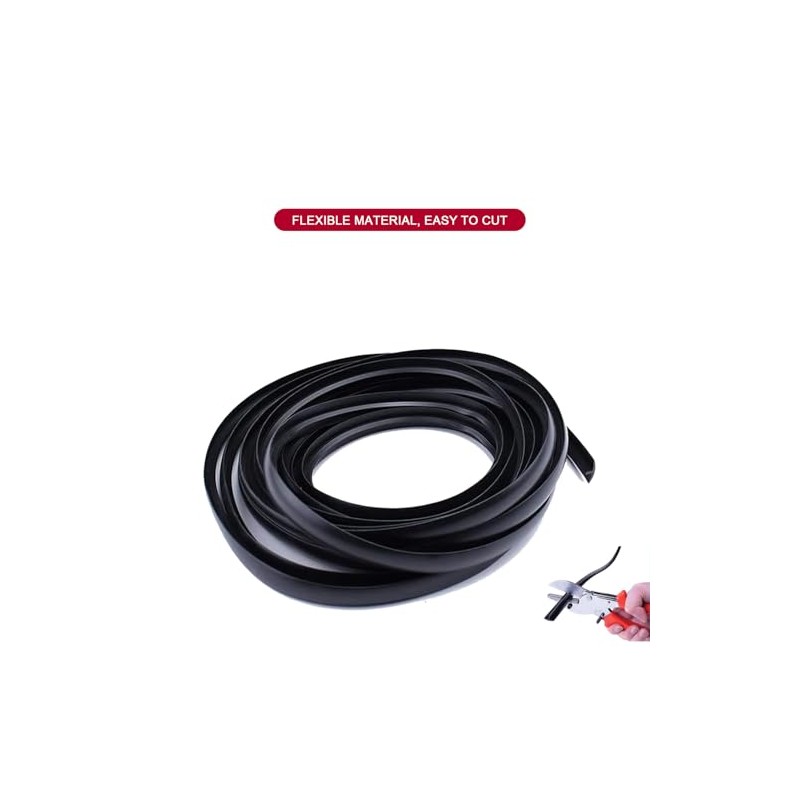 25 Ft Black 3/4" Plastic Center Barb Tee Moulding,Flexible Rubber