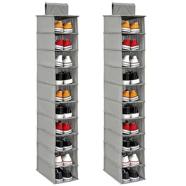 2Pcs Hanging Shoe Storage 10-Shelf Hanging Shoe Racks Heavy Duty