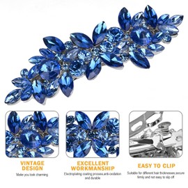 Crystal Hair Barrettes, Austrian Rhinestone Flower Hairpins Hair Clips, Sparkly Hairgrip Hair Headwear Accessories for Women Girls (Light Blue)