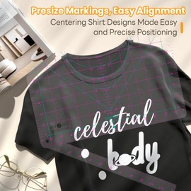 HTVRONT Tshirt Ruler Guide for Heat Press - Transparent PVC Tshirt Measurement Tool for Vinyl Alignment, 14x8 inches T Shirt Ruler to Center Design and Craft Sewing, Pink