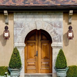 Rustic Wall Sconce Lantern Light, Vintage Wall Light Fixture with E26 Base,with Glass Shade, Waterproof Wall Mounted Lighting Fixture with Frosted Shade for Porch Garage Room W7 x H15