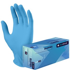MEDSTOCK Blue Nitrile Gloves, Medical Examination, Powder/Latex-Free, Non-Sterile, Disposable, Reduces Cross Contamination, Superior Protection in Medical Procedures (1 Box/100 pcs, Medium)
