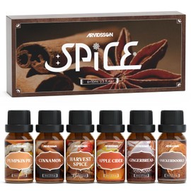 Autumn Spice Essential Oils Set, ARVIDSSON Fall Essential Oil for Diffuser - Cinnamon, Pumpkin Pie, Harvest Spice, Apple Cider, Gingerbread, Snickerdoodle, Cozy Fragrance Oils