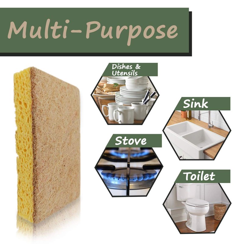 ZERO WASTE WORLD Natural sponge -eco friendly washing up sponges,