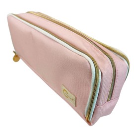 Channie's Pink Pencil Case - 3-Compartment Cute Pencil Case for School & Office - Spacious, Durable, Stylish, Portable Stationery Organizer & Multi-Functional Pink Pencil Pouch