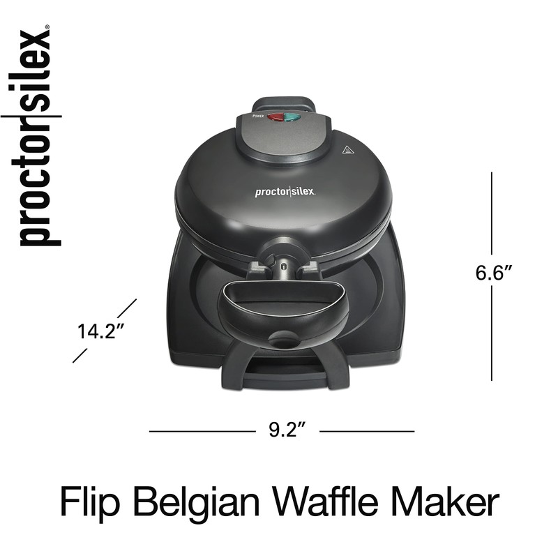 Proctor Silex Belgian Waffle Maker with Nonstick Plates, Single Flip,