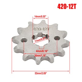 420 12T 17mm Chain Sprocket with Retainer Plate Motorcycle Front Sprocket Gear fits for 50cc 70cc 90cc 110cc 125cc 140cc 160cc Engine Pit Dirt Mini Bikes Go Kart Trail Quad ATVs 4 Wheeler Moped(1 set)