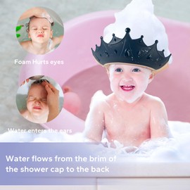 FUNUPUP Baby Shower Cap for Kids, Adjustable Toddler Hair Washing Shield with Shampoo Rinse Cup Bathing Cap Baby Shower Visor Shampoo Cap（Crown Blue)