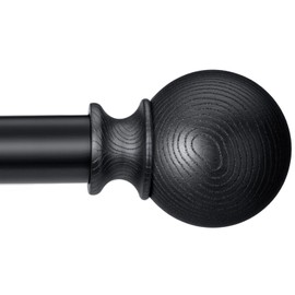 BRIOFOX Black Curtain Rods for Windows 48 to 84 Inch(4-7.33ft) - 1'' Diameter Heavy Duty Curtain Rods with Imitation Wood Grain Pattern Finials,Adjustable Decorative Curtain Rods Set,28-88''