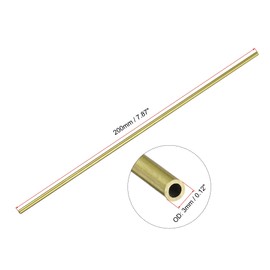 sourcing map Brass Round Tube 3mm OD 0.5mm Wall Thickness 200mm Length Pipe Tubing 4 Pcs