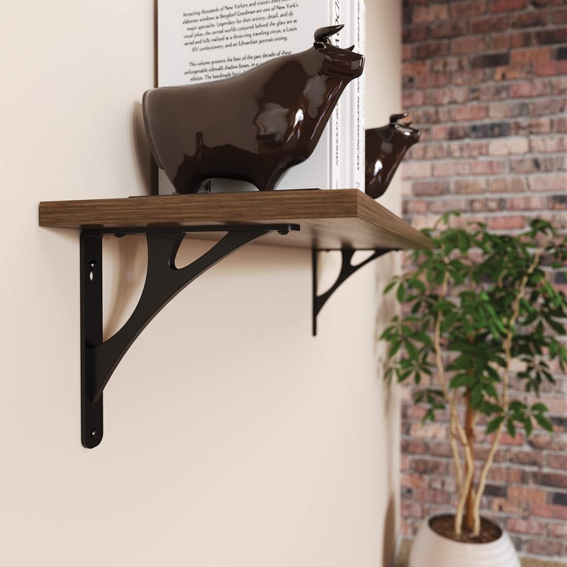 Shelf-Made Manhattan Decorative Shelf Bracket, Black, 8-inches
