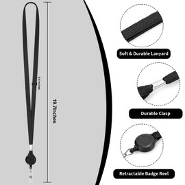 8 Pack Lanyard with Retractable ID Badge Holder Sets, Flat Lanyard with Retractable Badge Reel and Clear Vertical ID Name Badge Holder for Office, School, Cruise Ship Cards