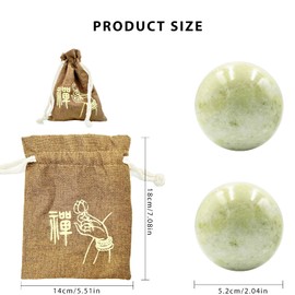 Surtiycrii 2" Natural Jade Light Green Baoding Balls Chinese Health Exercise Massage Balls Stress Relieve Hand Exercise Handicraft Collection