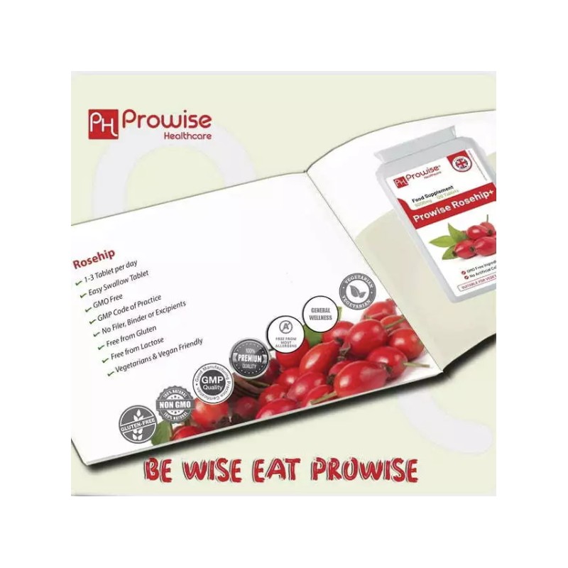 Prowise Rosehip Health+ 5000mg 120 Tablets - UK Manufactured GMP